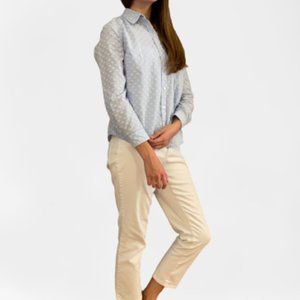 Charter Club Blue and White Collared Women's Shirt